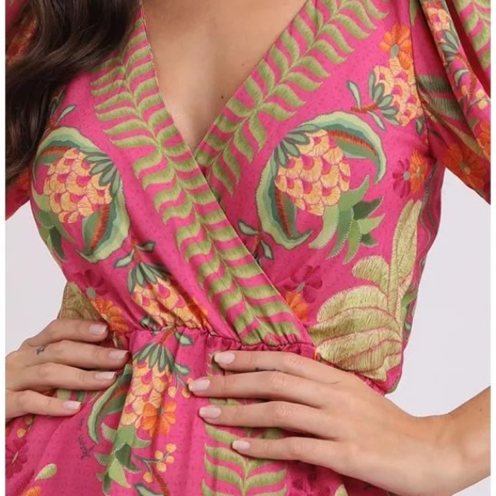 FARM Rio Pink and Green Patterned Mini Dress - Picture 2 of 5